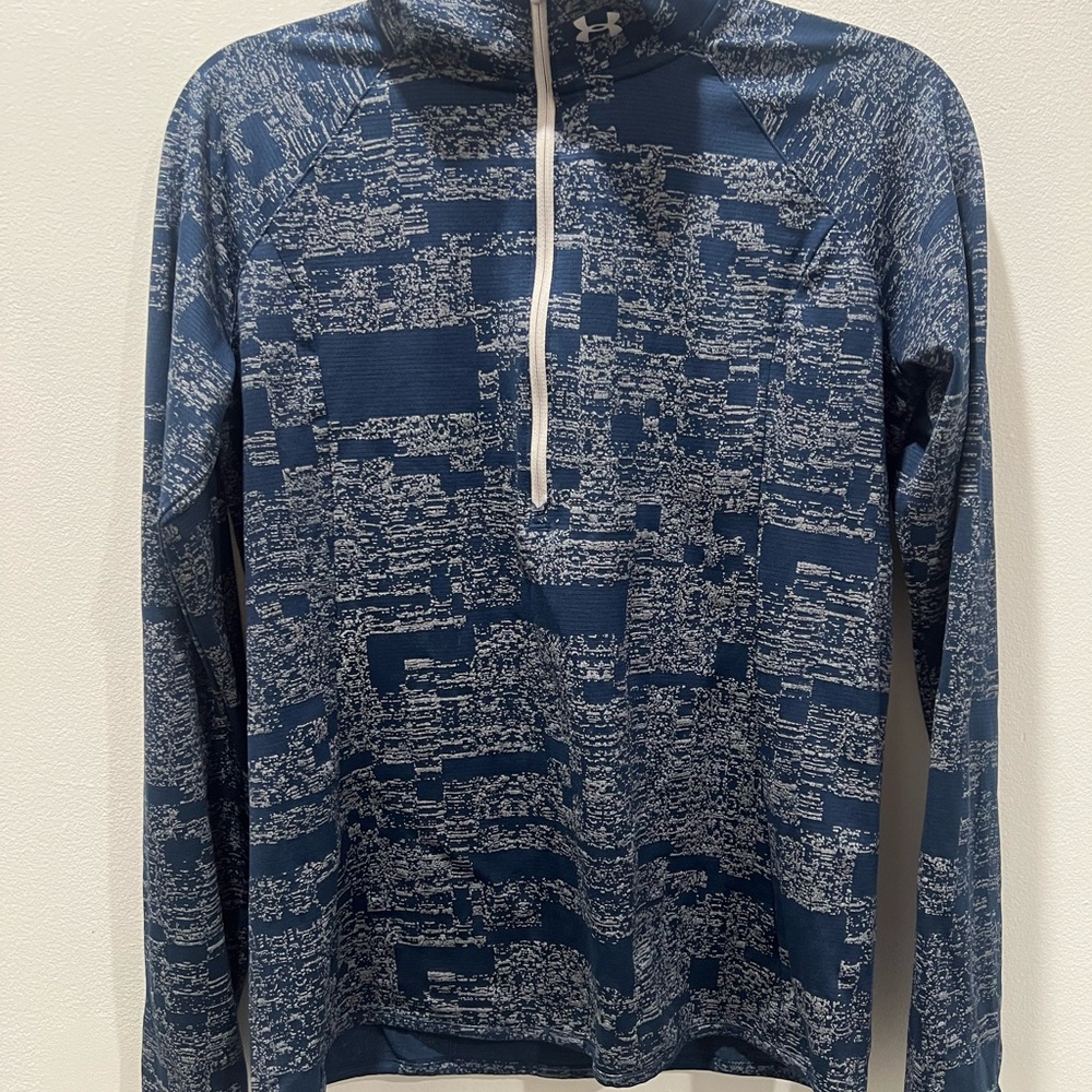 Under Armour UA Milage Threadborne 1/4 Zip Reflective Pullover Womens Med Blue
